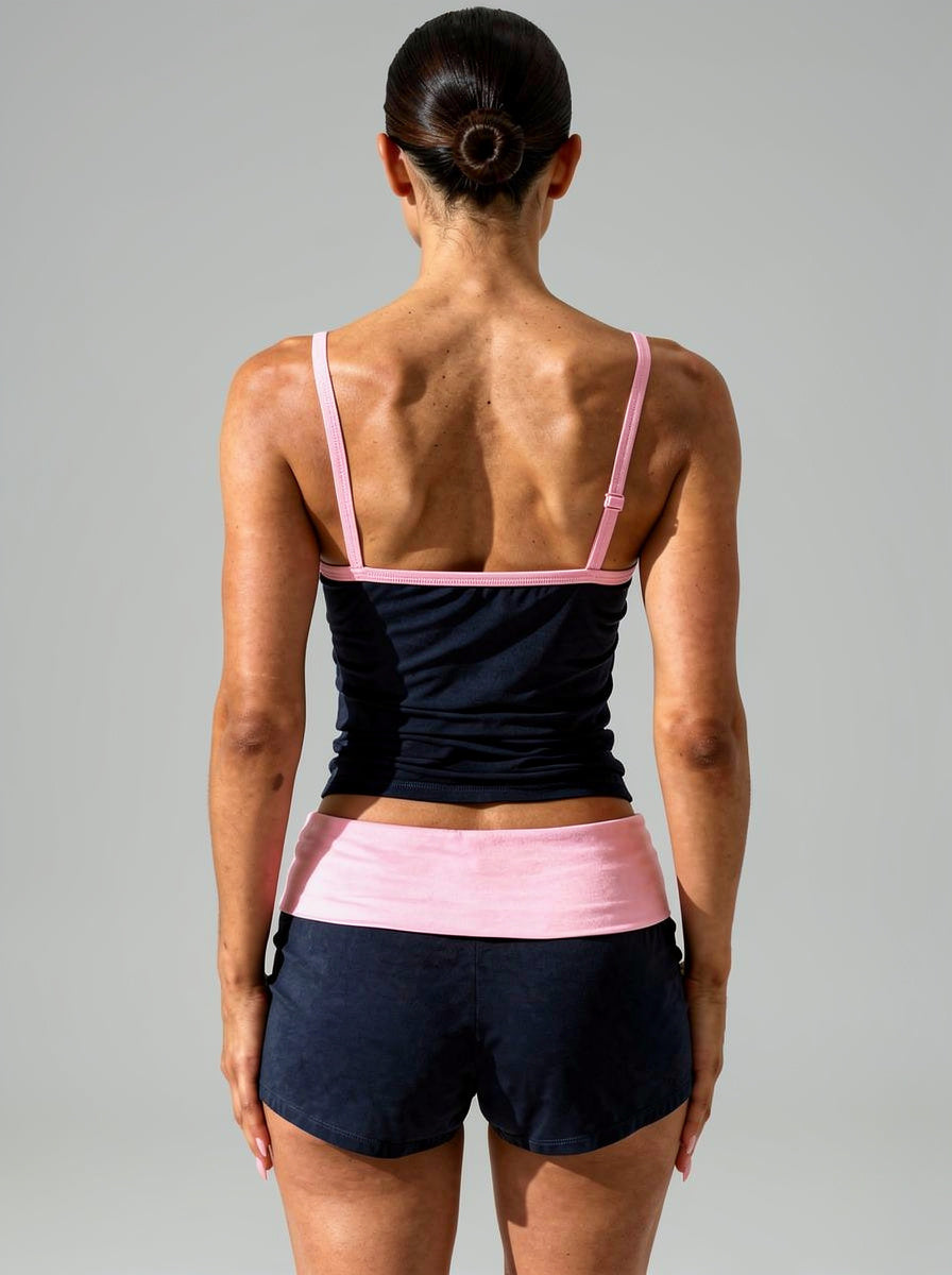 Ensemble femme de shorts & top débardeurs rose indigo