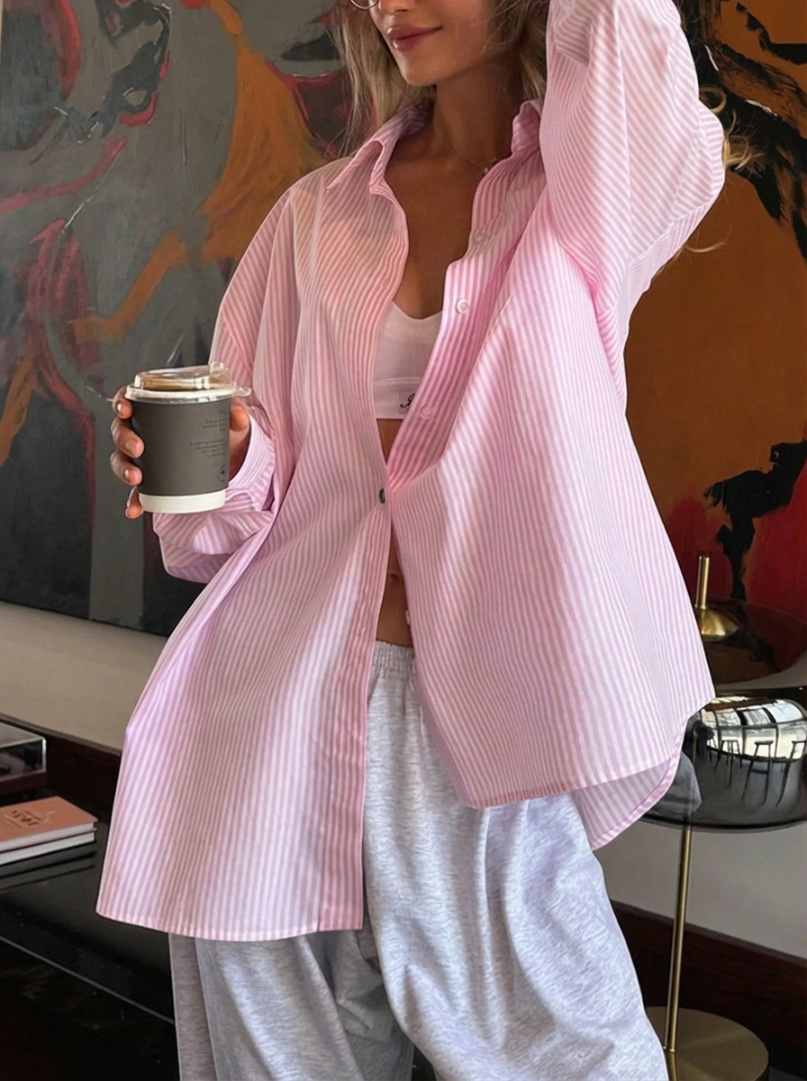 Chemise à manches longues rayée