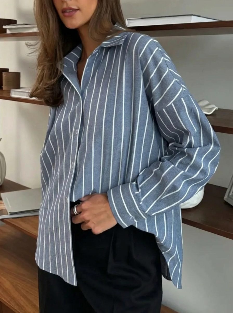 Chemise femme rayée à manches longues