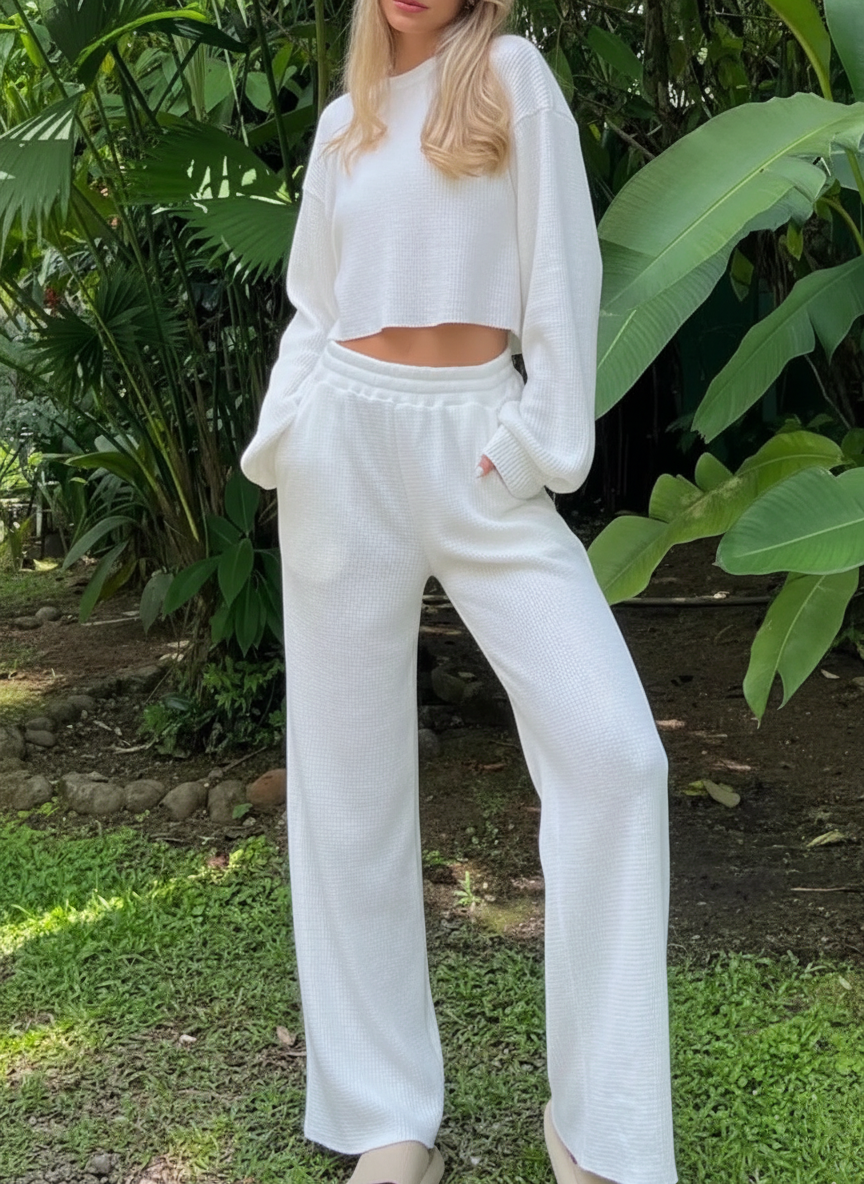 Ensemble de pantalon & pull en col rond femme