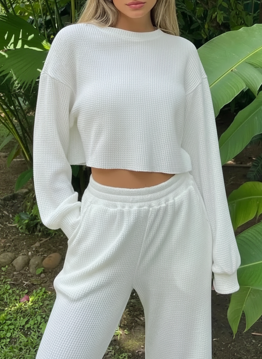 Ensemble de pantalon & pull en col rond femme