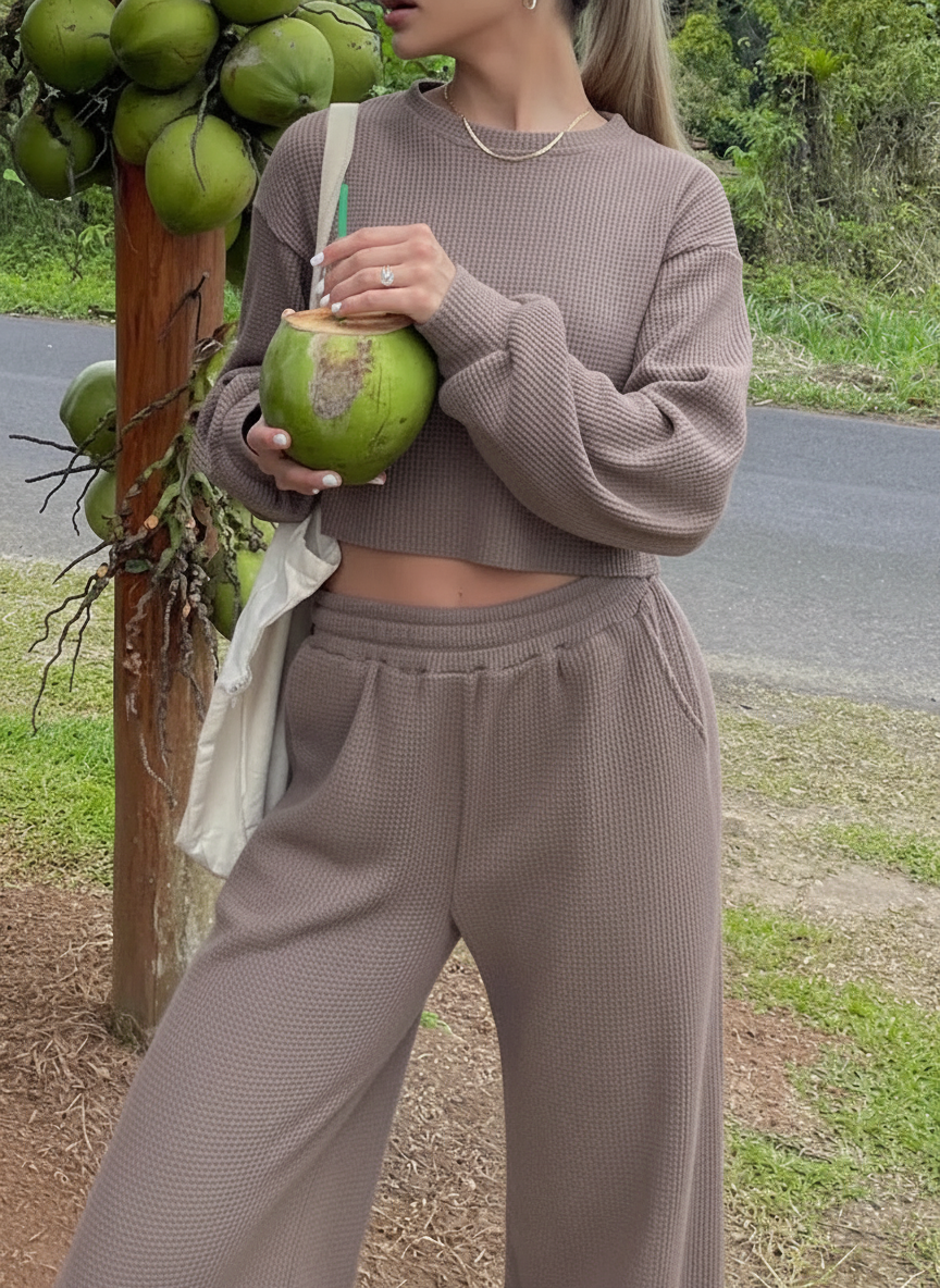 Ensemble de pantalon & pull en col rond femme