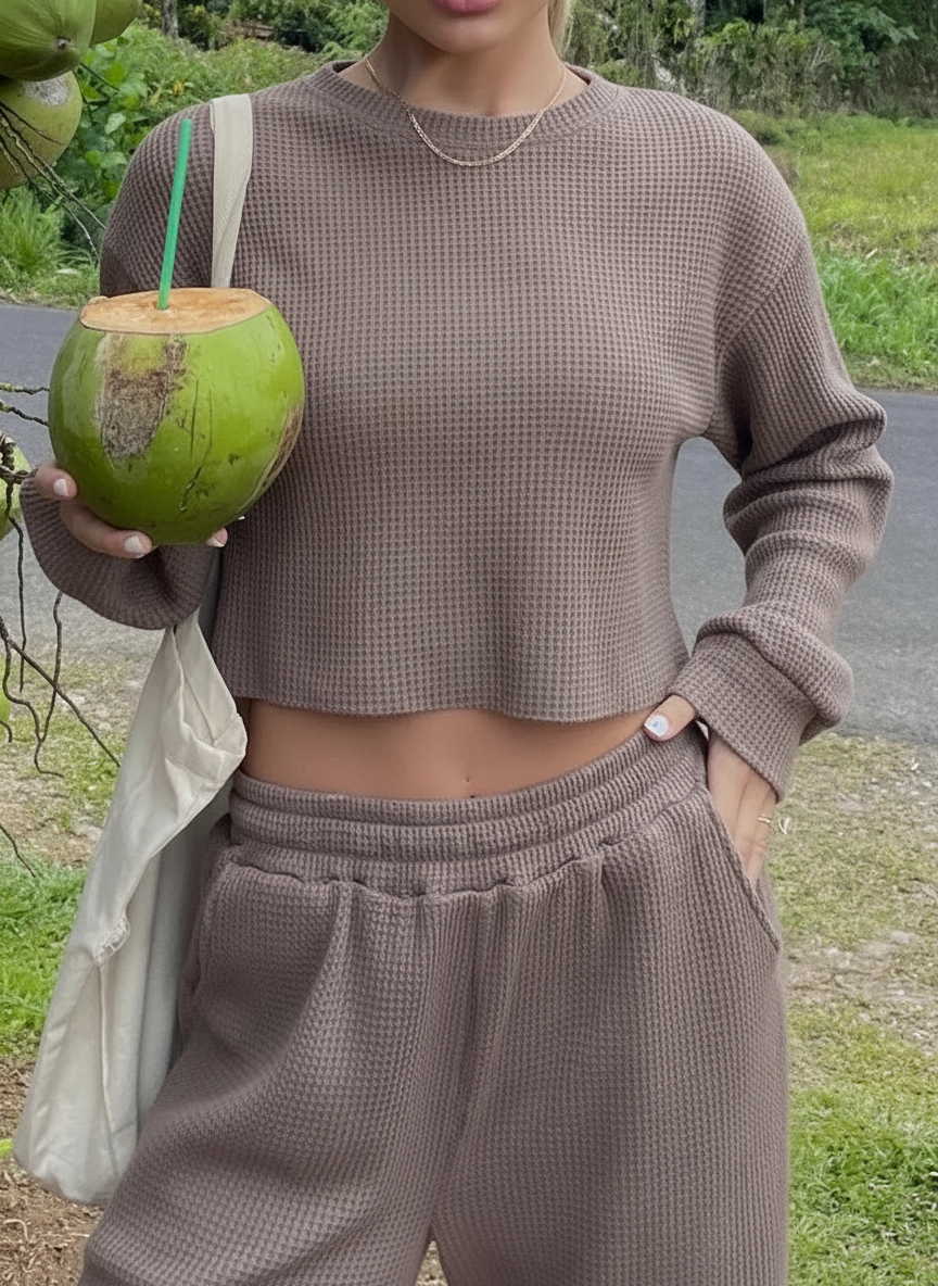 Ensemble de pantalon & pull en col rond femme