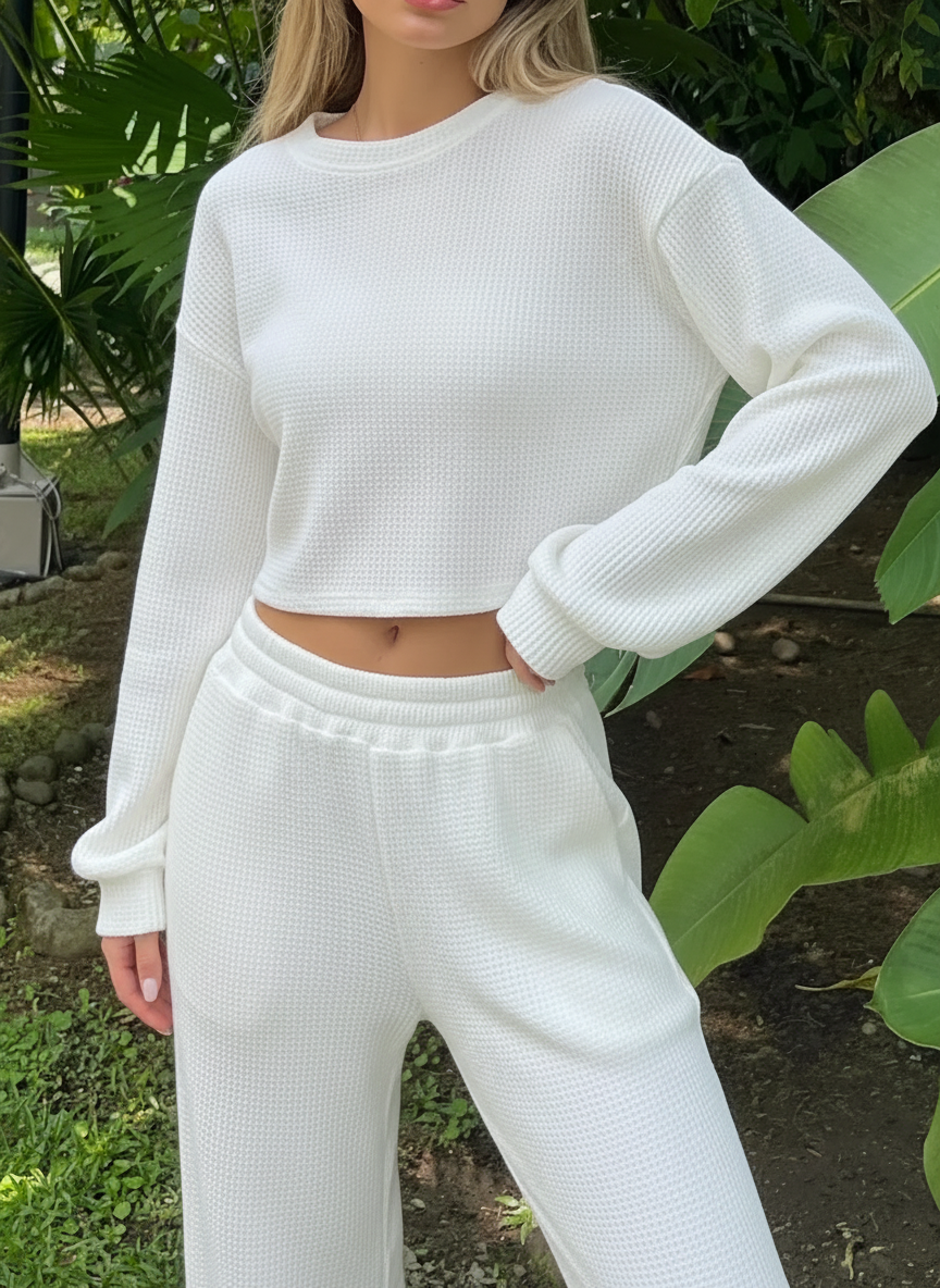 Ensemble de pantalon & pull en col rond femme