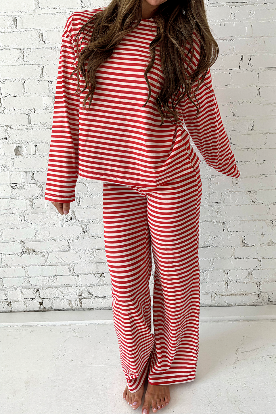 Ensemble de pantalon & t-shirt rayé en coton