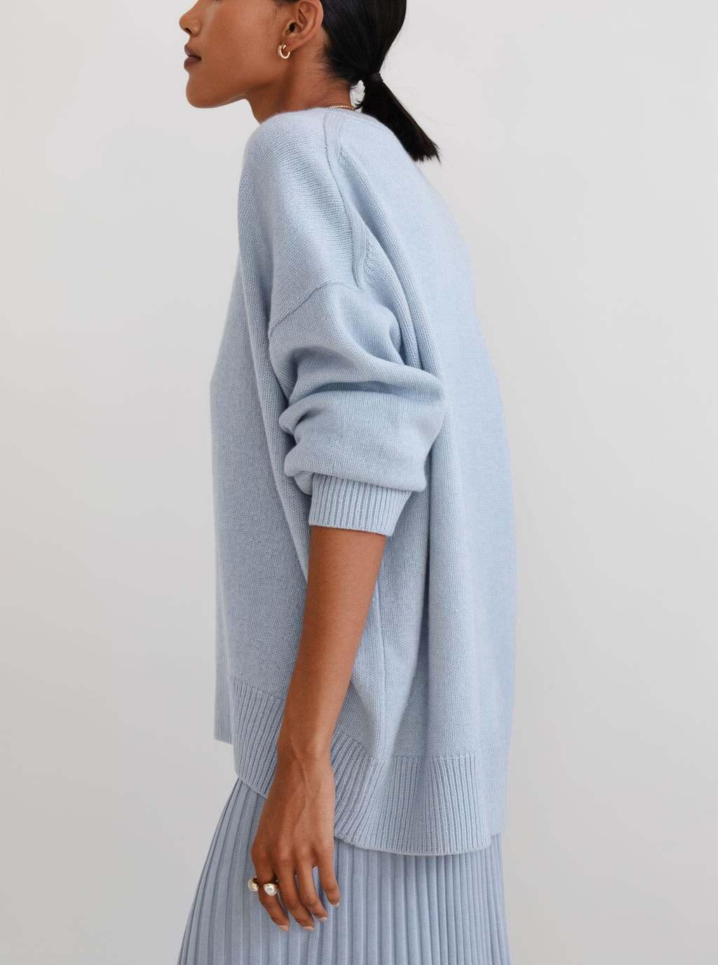 Pull en col rond avec ourlet côtelé