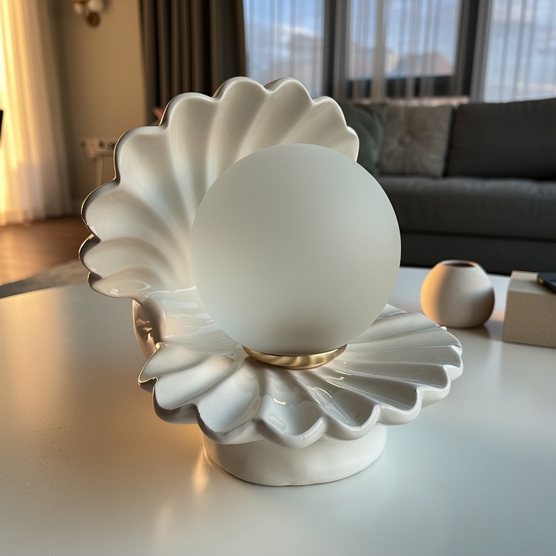 Ceramic table lamp, home decoration in a seashell design