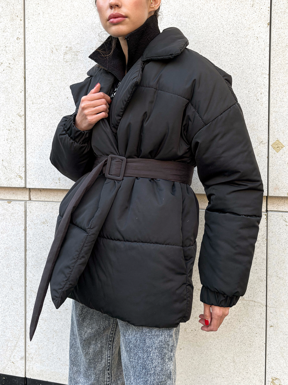 Veste doudoune femme ceinturé