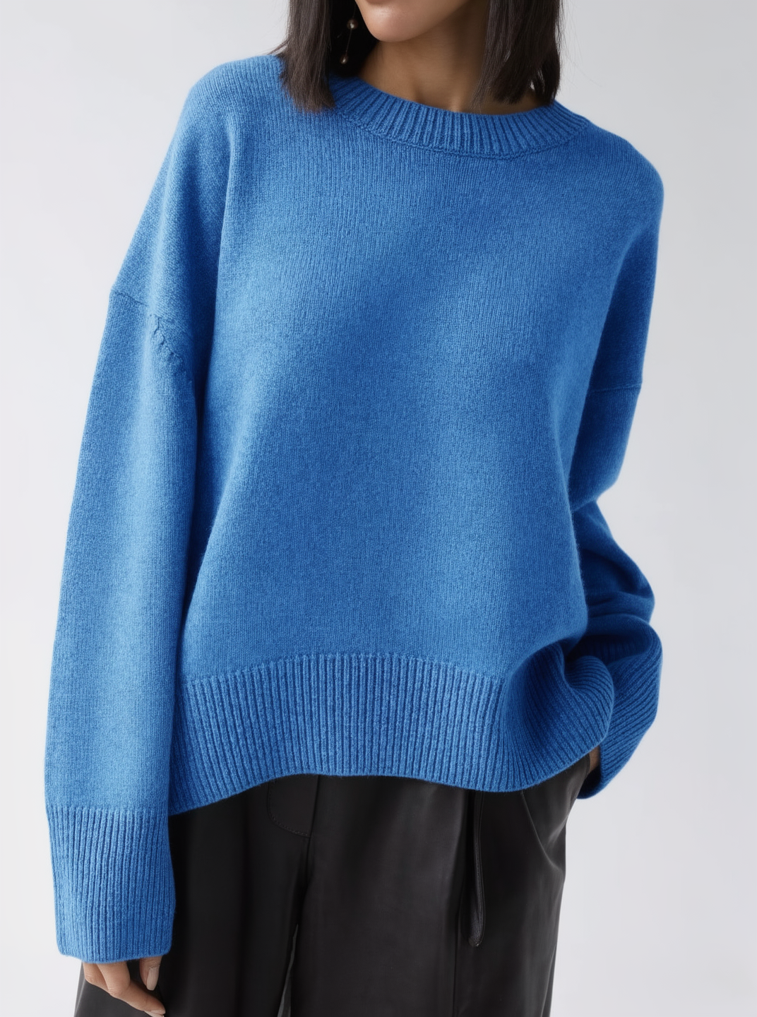 Pull en col rond avec ourlet côtelé
