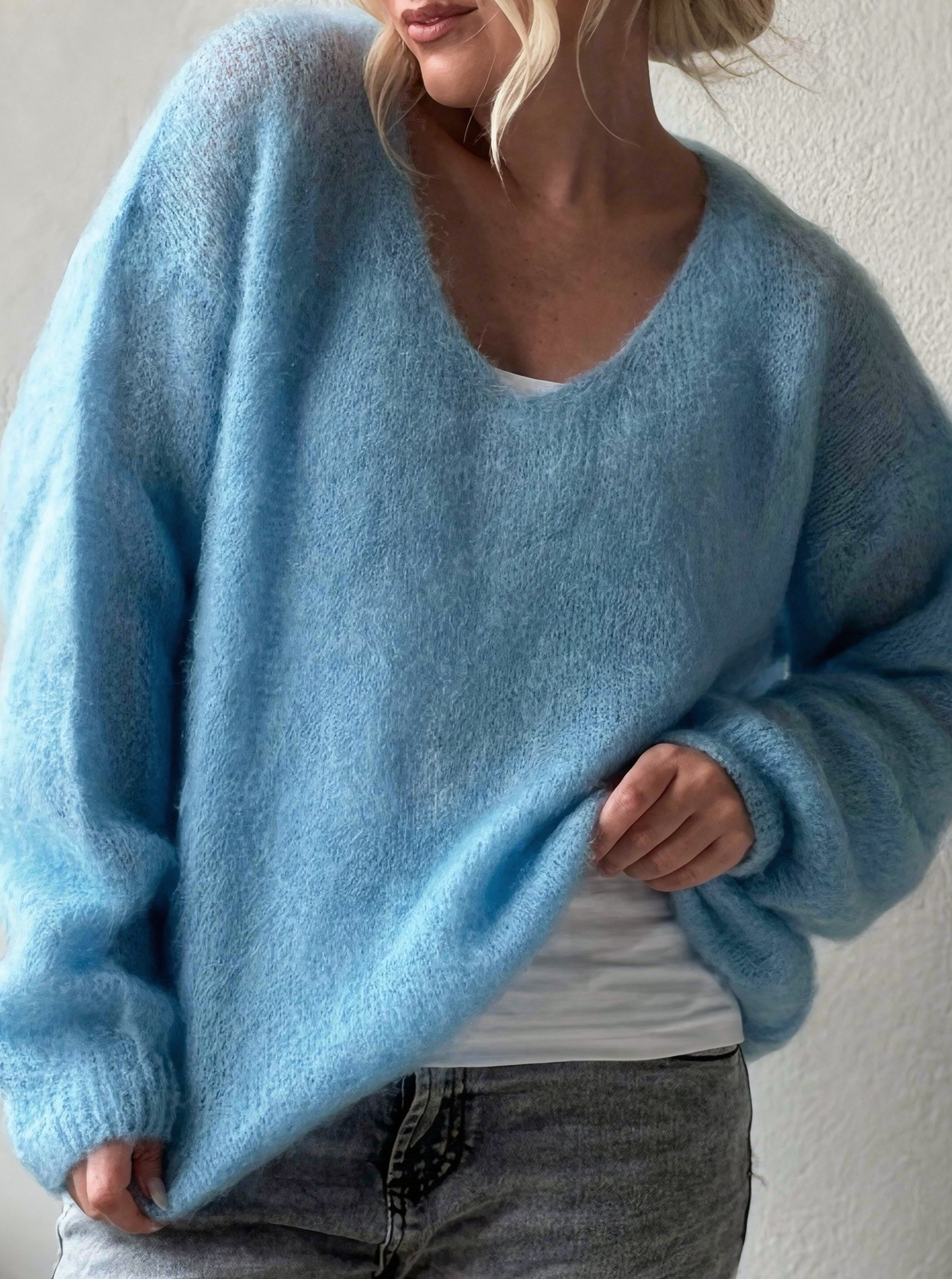Pull femme en col V