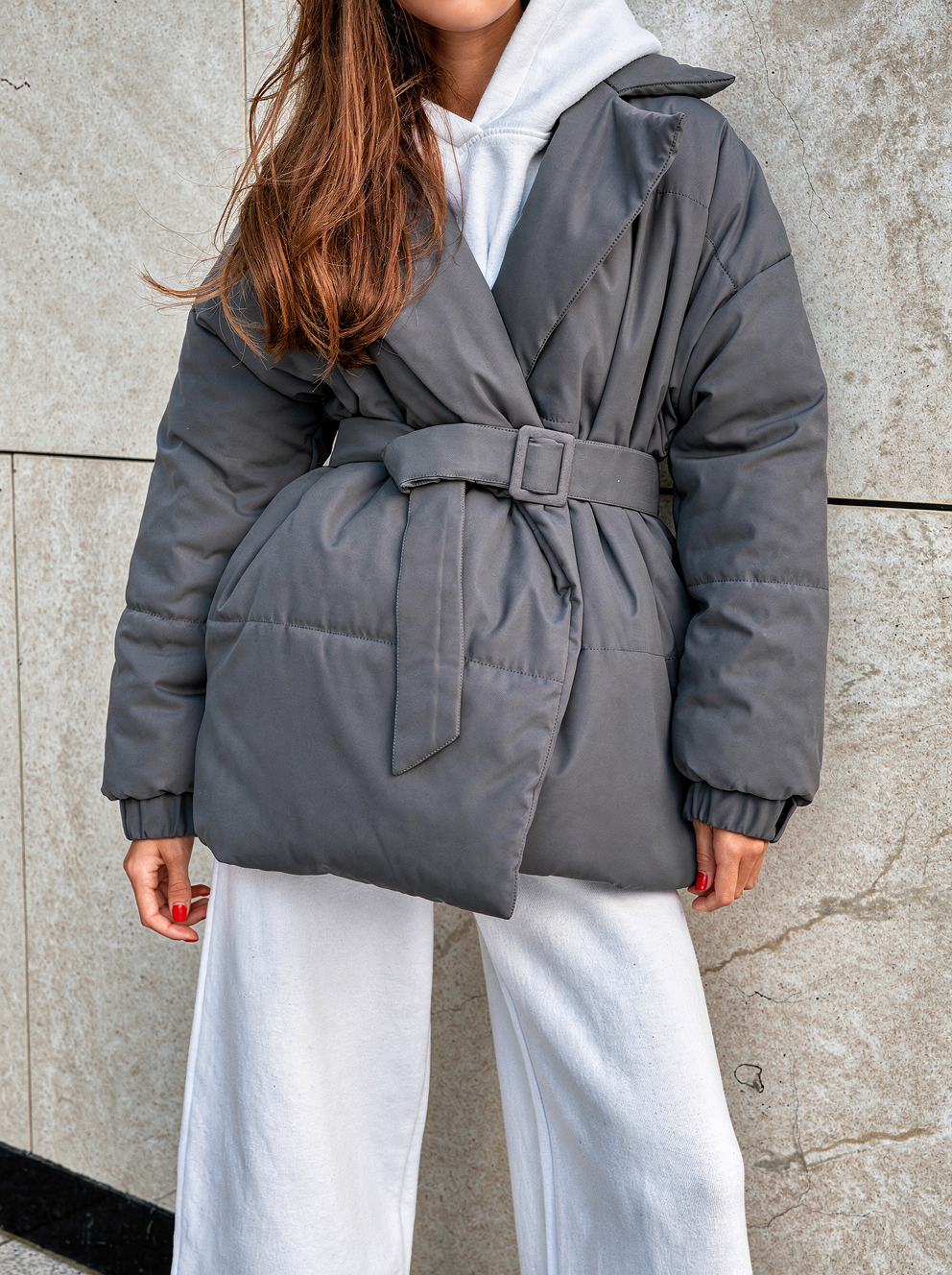 Women's belted down jacket 