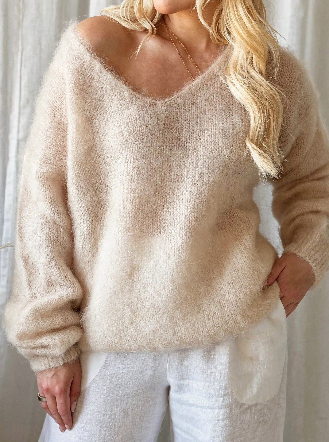 Pull femme en col V