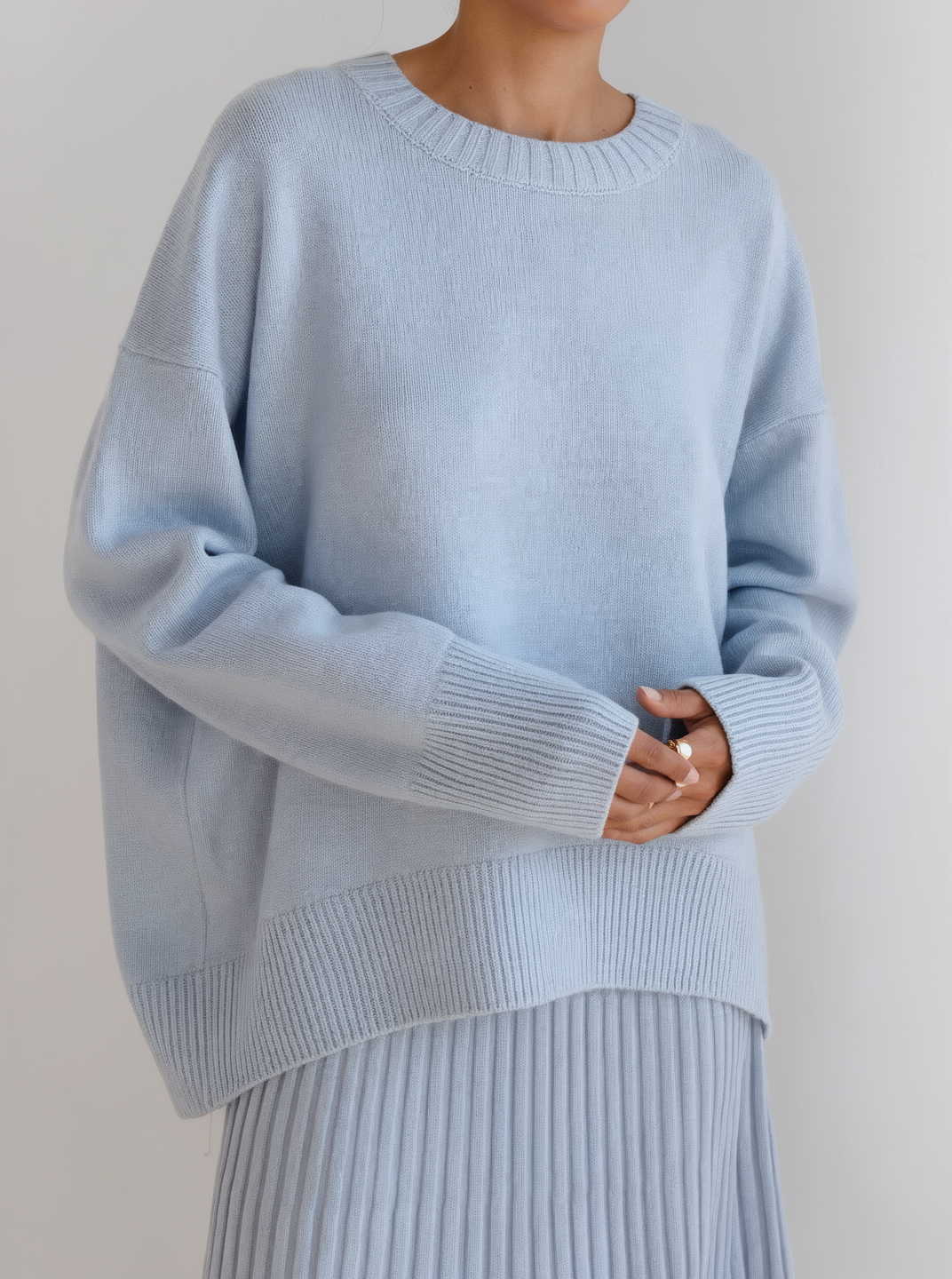Pull en col rond avec ourlet côtelé