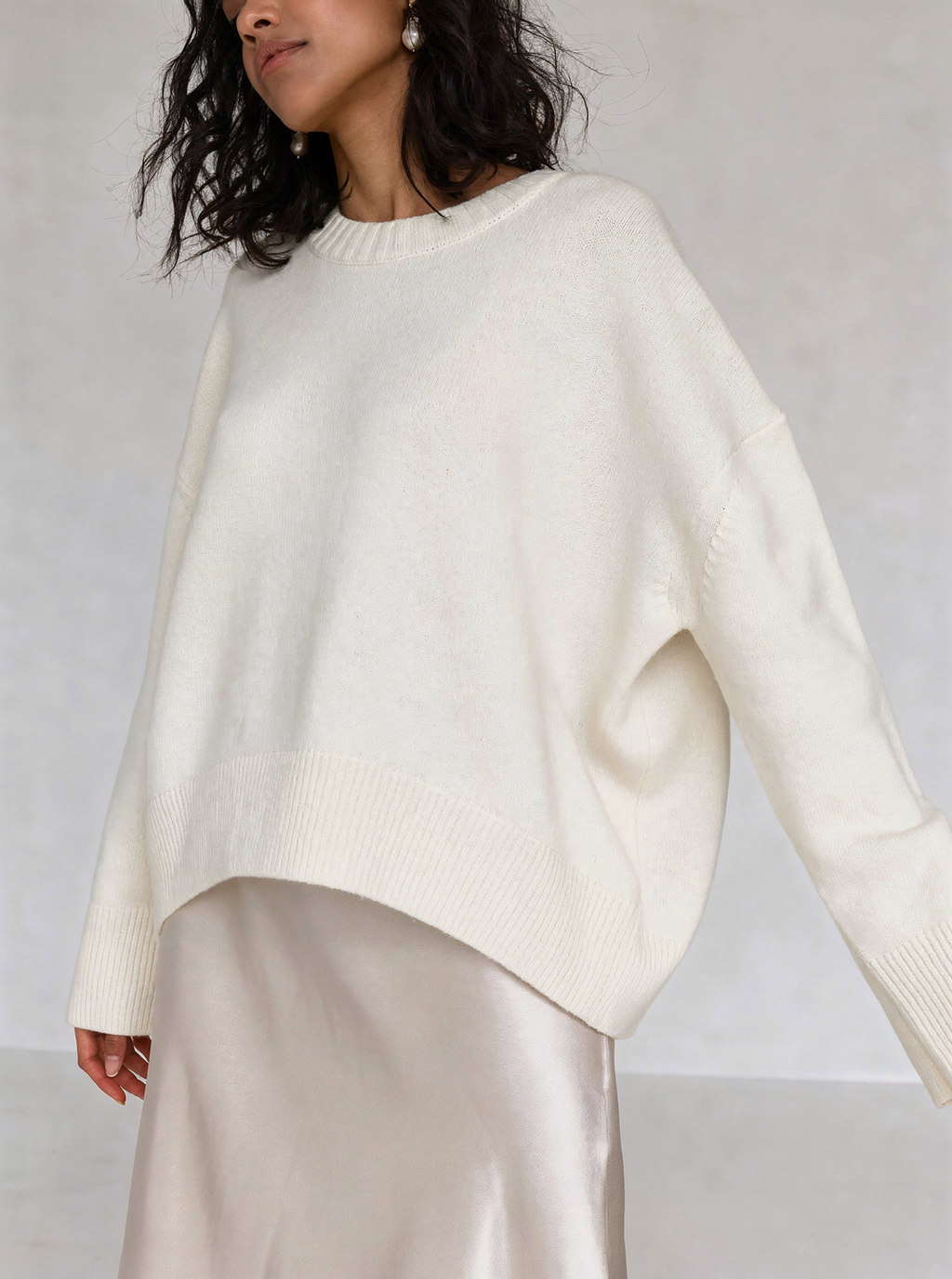 Pull en col rond avec ourlet côtelé