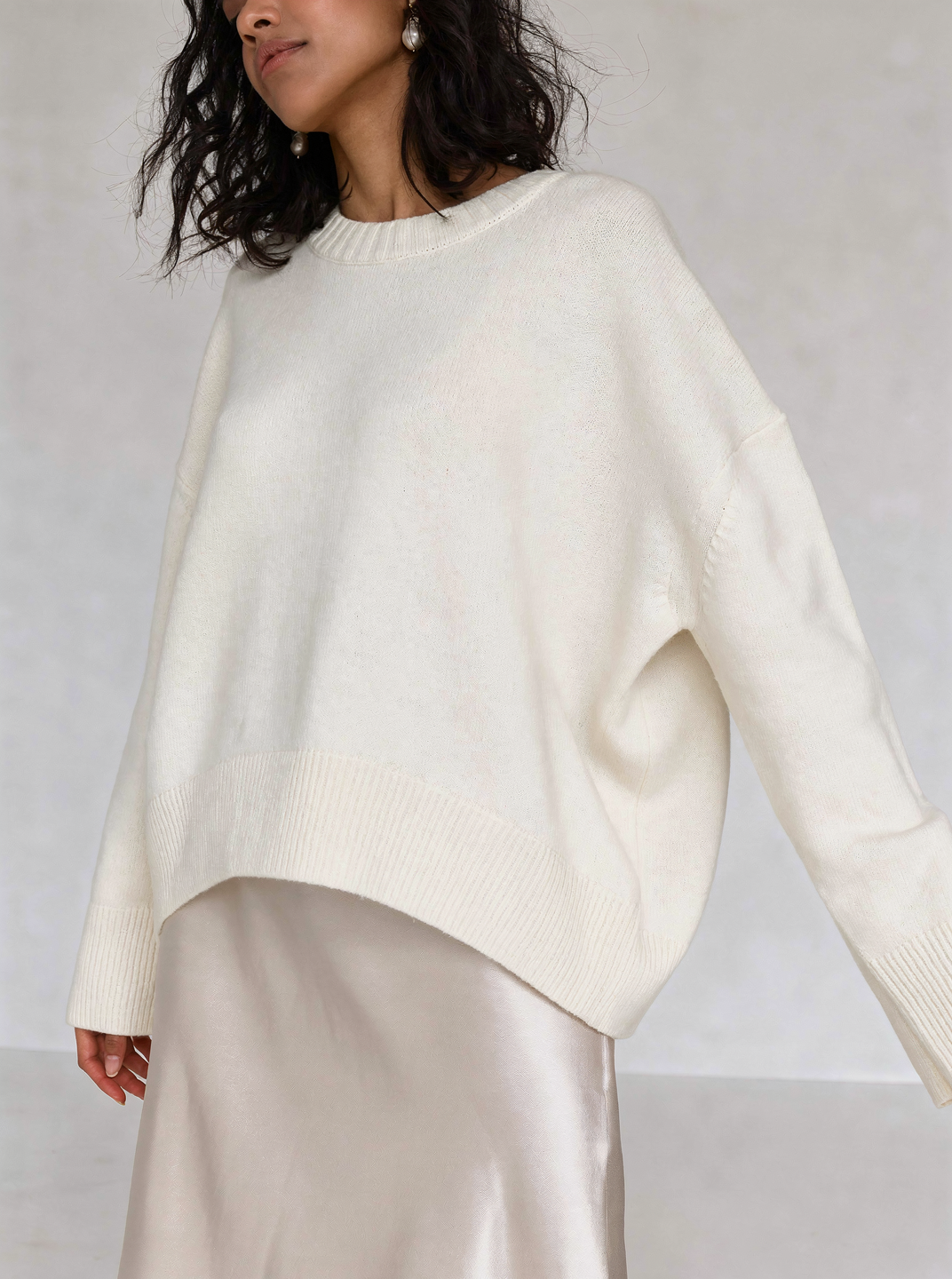 Pull en col rond avec ourlet côtelé