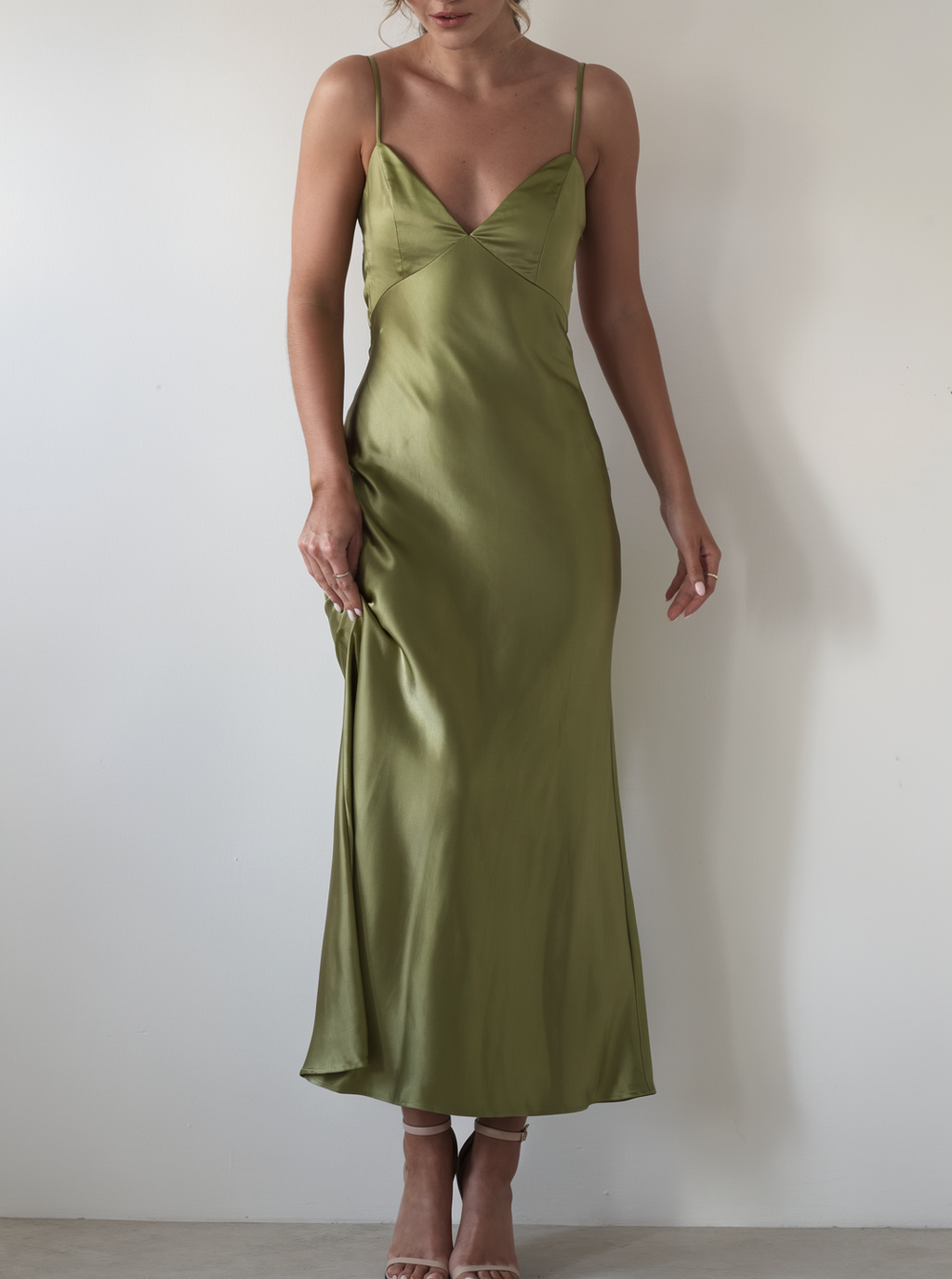 Women's satin dress with open back